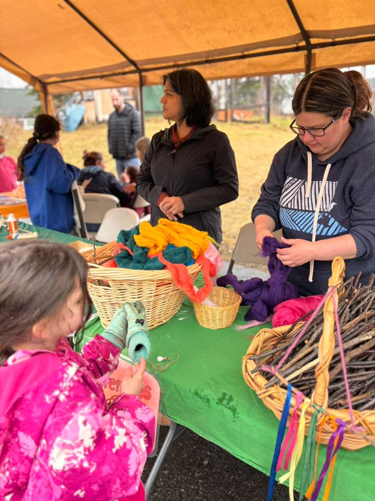 students making art with supervisors at the anchorage waldorf may faire